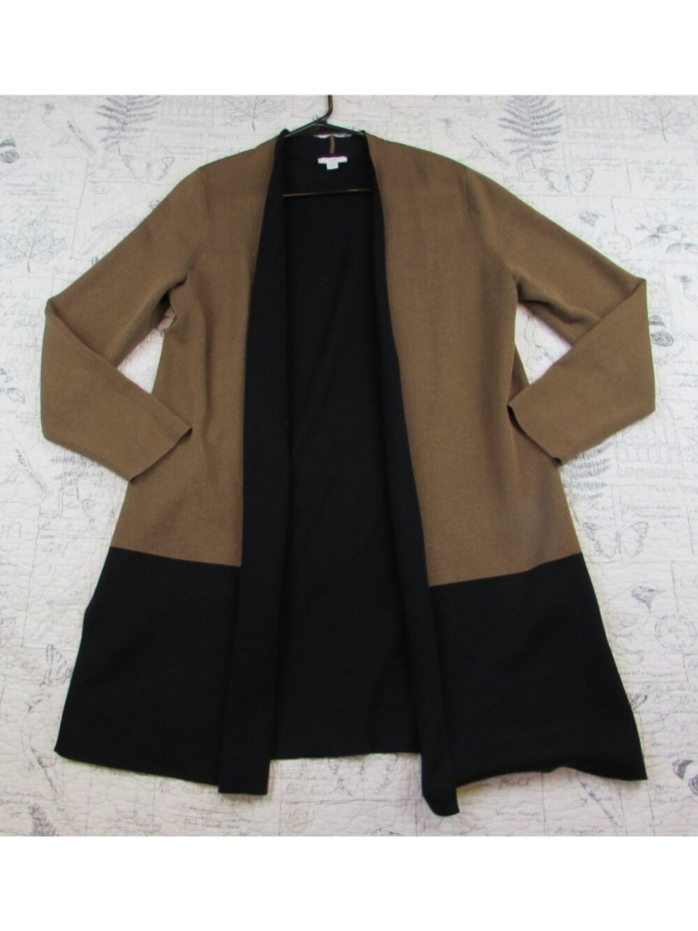 EUC J. Jill camel black color Block Open Front Duster Cardigan career Sweater M